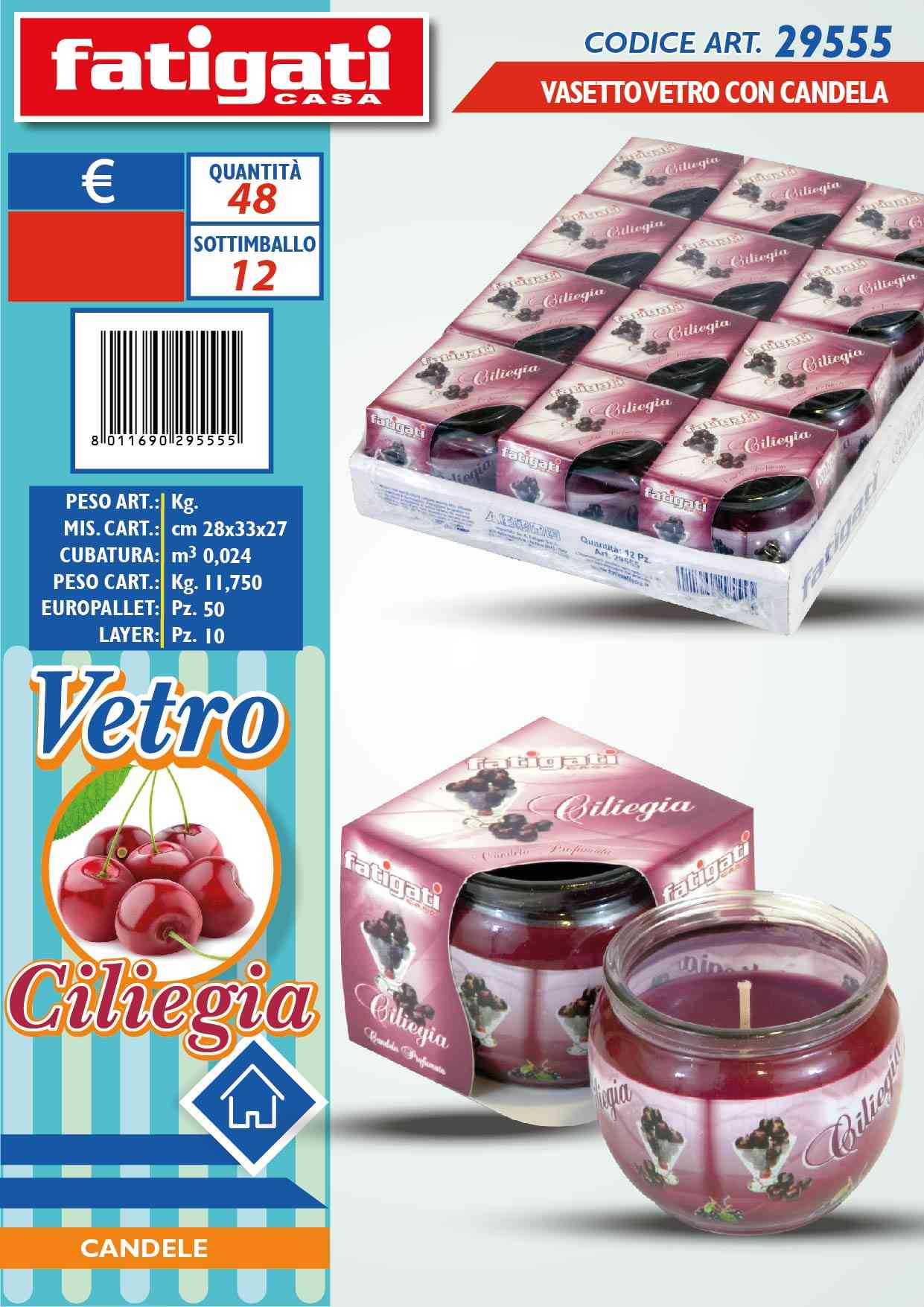 FATIGATI VASETTO VETRO C/CANDELA CILIEG