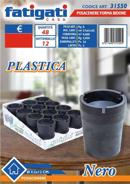FATIGATI POSACENERE F/BIDONE NERO 