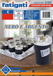 FATIGATI POSACENERE F/BIDONE NERO/ARGENT 
