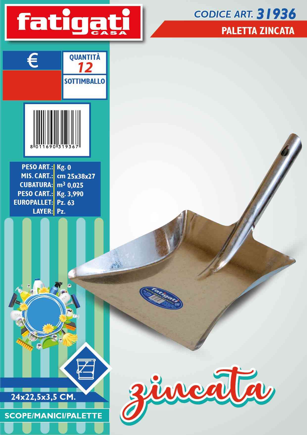 FATIGATI PALETTA ZINCATA 24X22,5X3,5CM