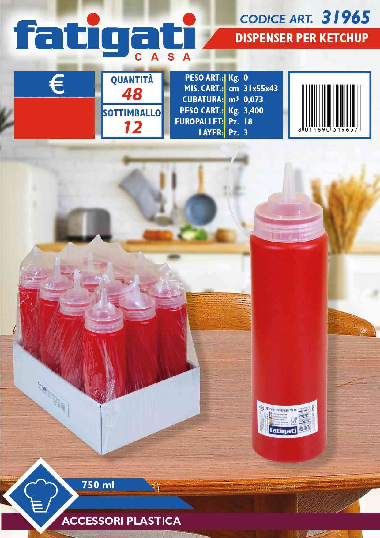 FATIGATI BOTTIGLIA DISPENSER KETCHUP 750