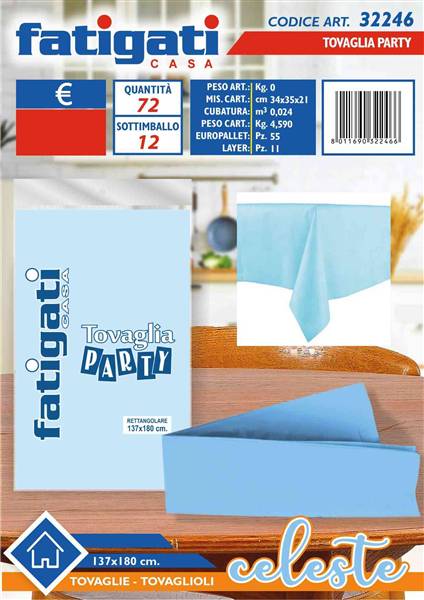 FATIGATI TOVAGLIA PARTY 137X180CM CELEST 