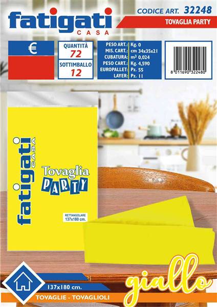 FATIGATI TOVAGLIA PARTY 137X180CM GIALLO 