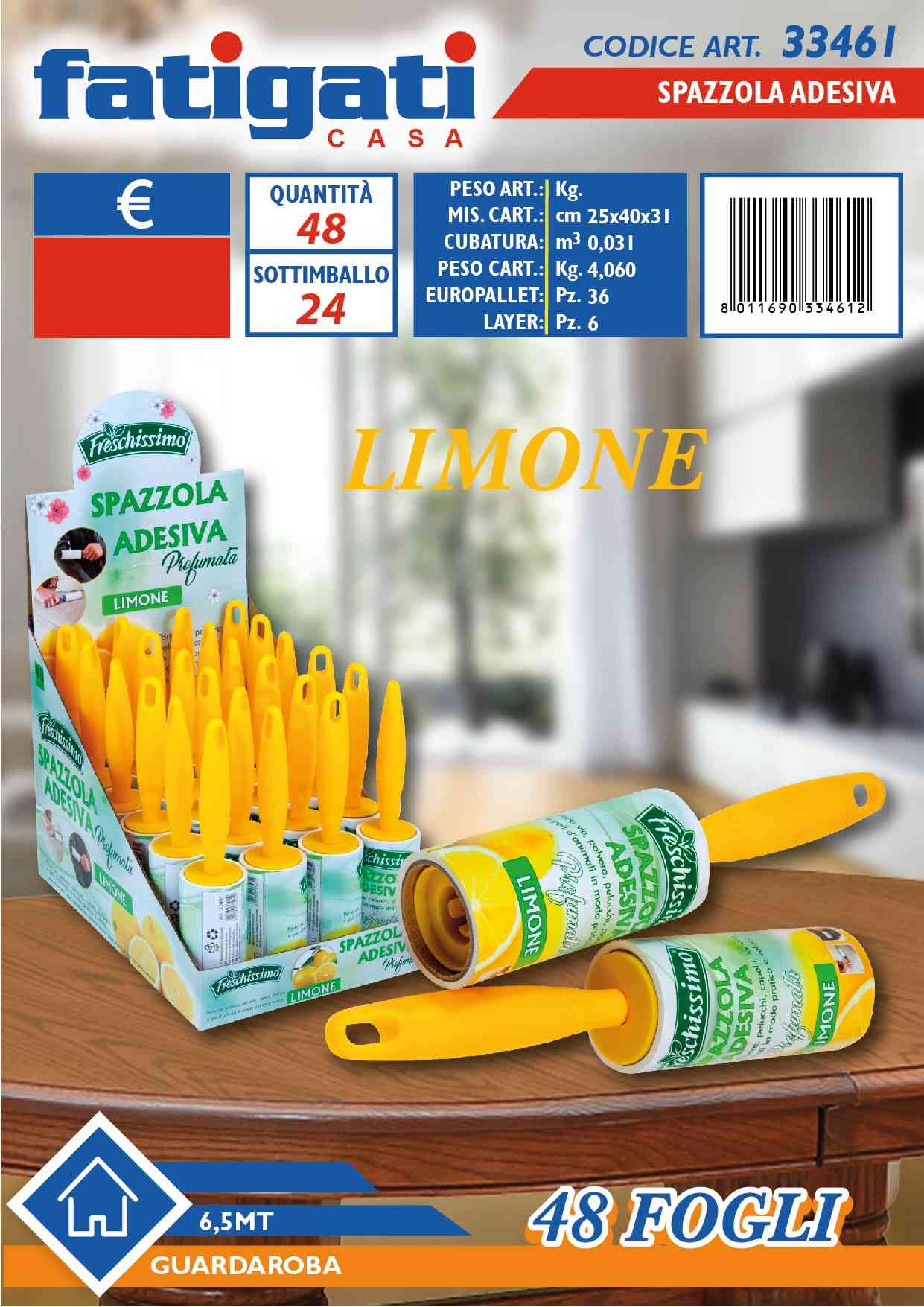 FATIGATI SPAZZOLA ADESIVA 48FG 6,5MT LIMONE