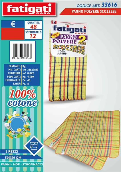 FATIGATI PANNOPOLVERE SCOZZESE 2PZ 50X50 