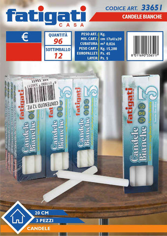 FATIGATI CANDELE BIANCHE 3PZ - Infinity Home Store