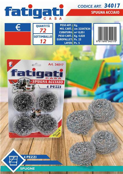 FATIGATI SPUGNA ACCIAIO 4PZ 
