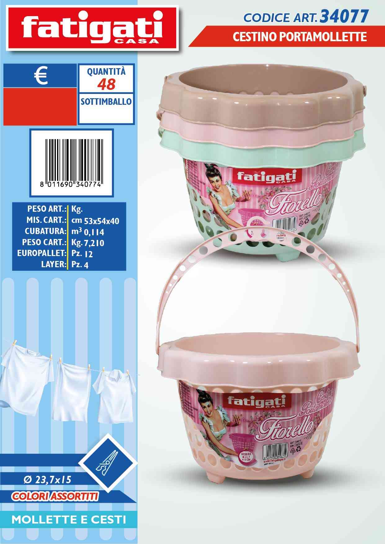 FATIGATI CESTINO PORTAMOLLETTE D.24XH.15