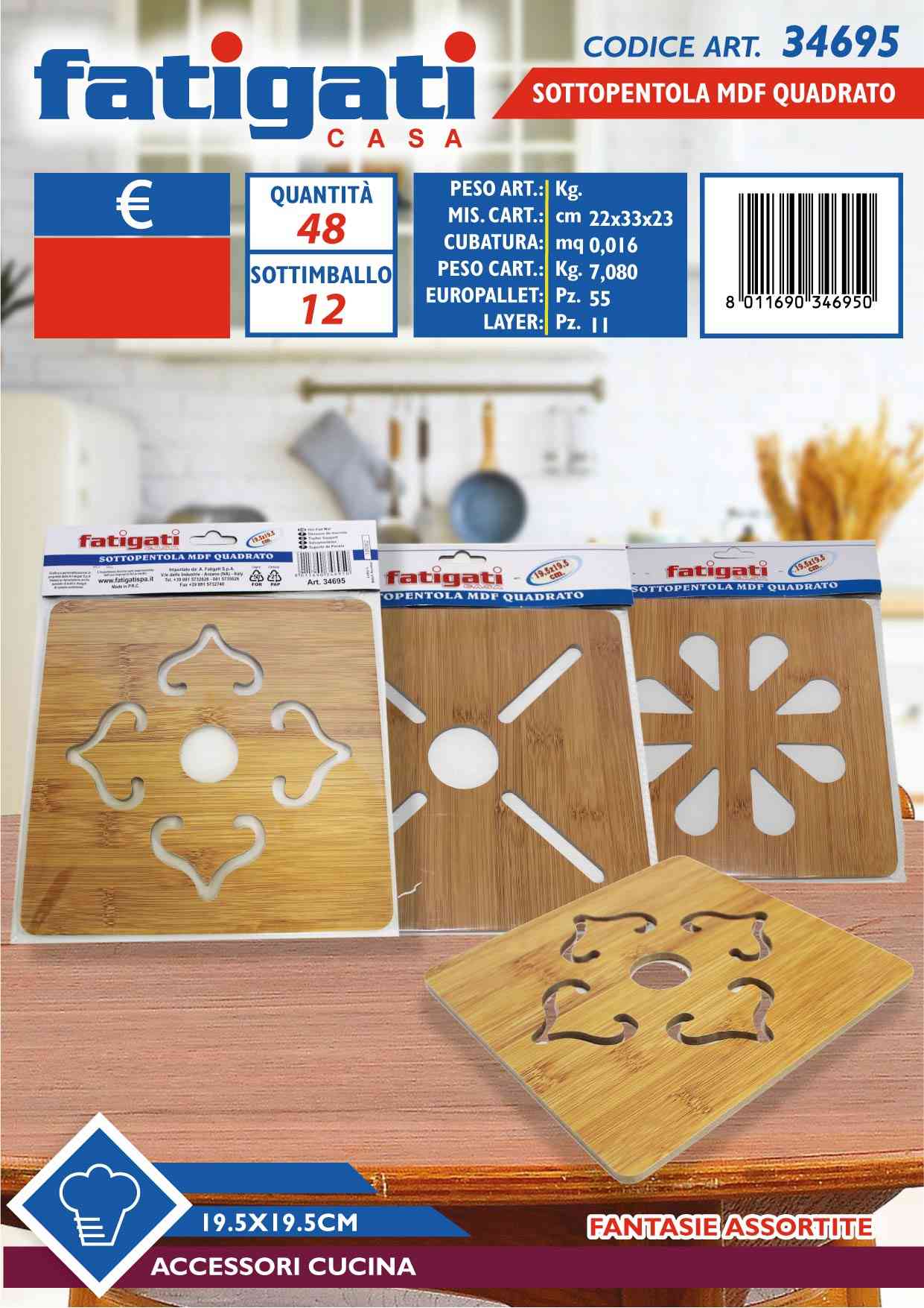 FATIGATI SOTTOPENTOLA QUADRATA 19,5X19,5