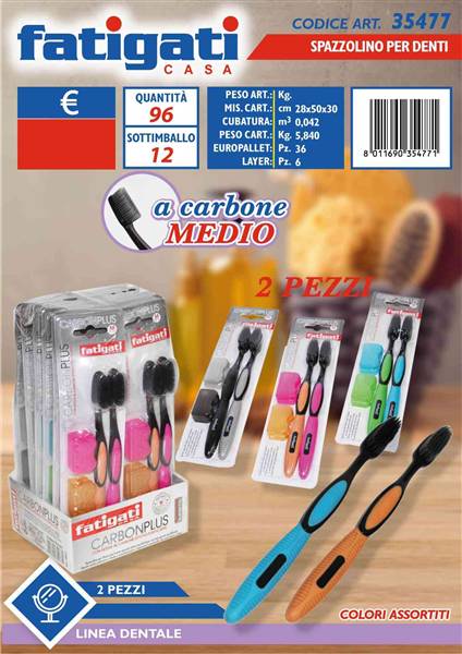 FATIGATI SPAZZOLINO DENTI CARBONE 2PZ 