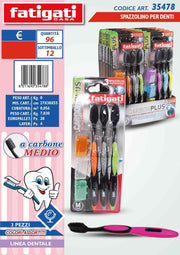 FATIGATI SPAZZOLINO DENTI CARBONE 3PZ MEDIO
