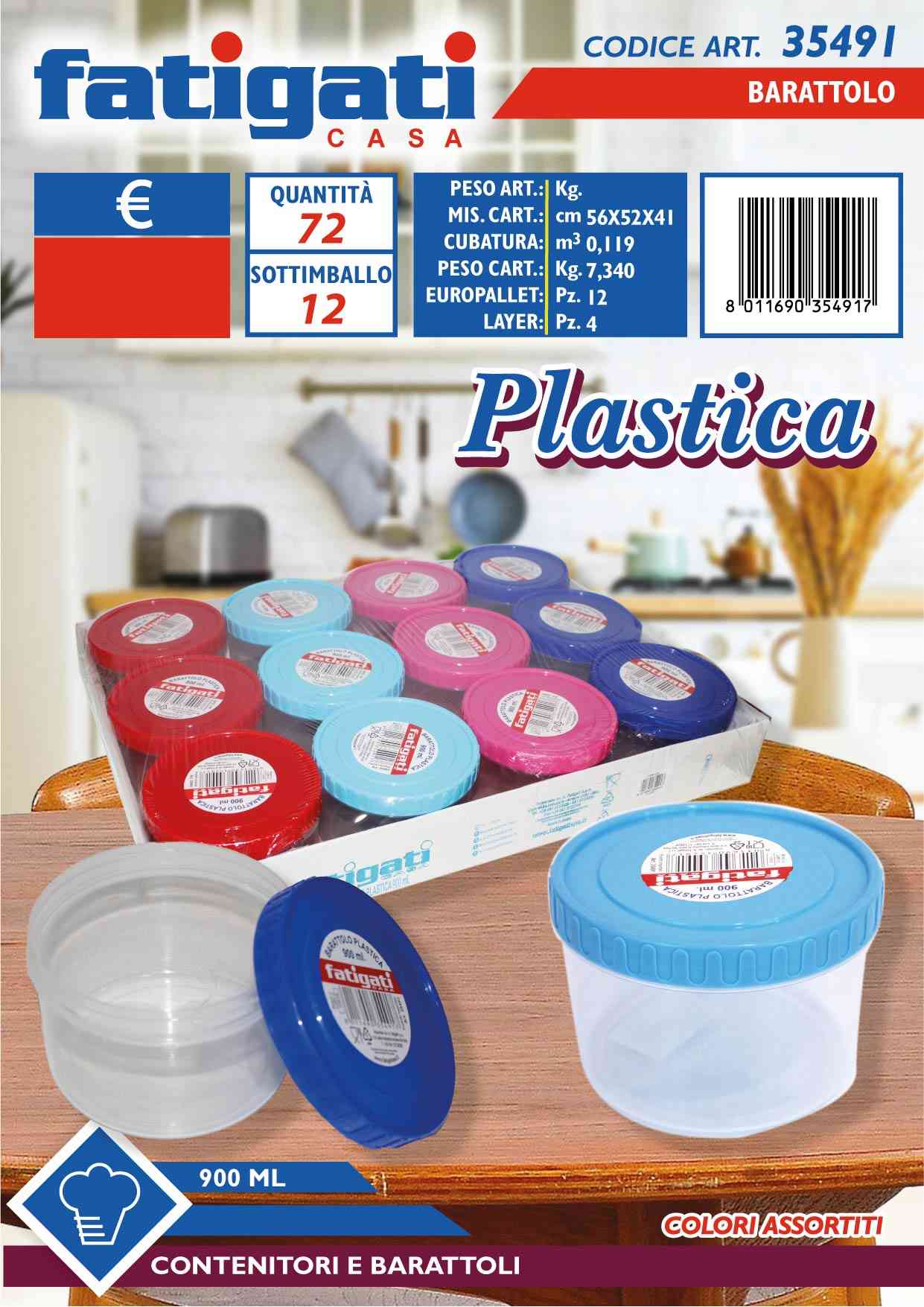 FATIGATI BARATTOLO PLASTICA 900ML
