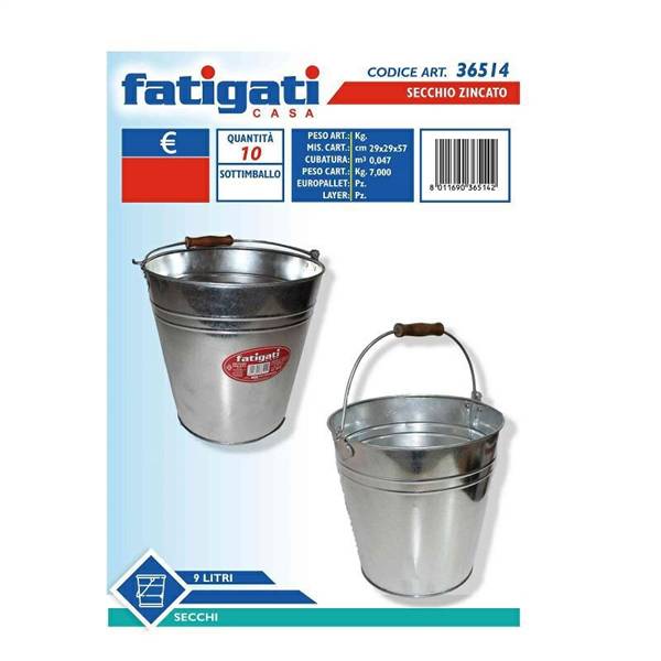 FATIGATI SECCHIO ZINCATO 9LT