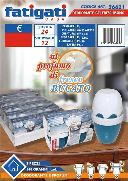 FATIGATI DEO GEL 140GR. 2PZ F.BUCATO 