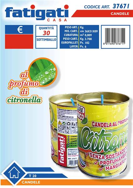FATIGATI CANDELA CITRONELLA T2 