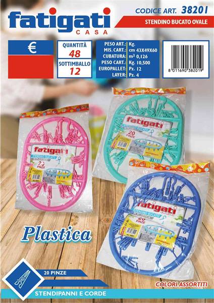 FATIGATI STENDINO PLASTICA OVALE 20 PINZ 