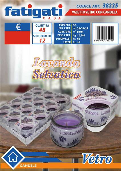 FATIGATI VASETTO VETRO C/CANDELA LAVANDA 