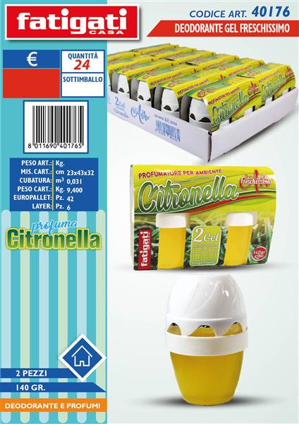 FATIGATI DEO GEL 140GR. 2PZ CITRONELLA 