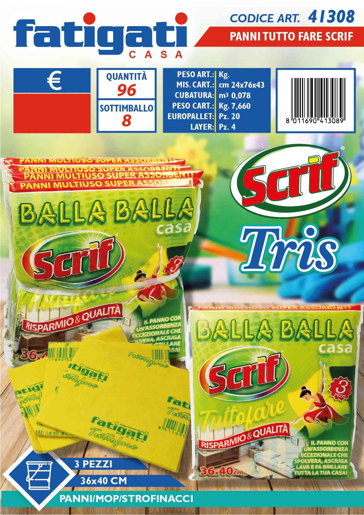 FATIGATI PANNO TUTTO FARE 36X40 TRIS