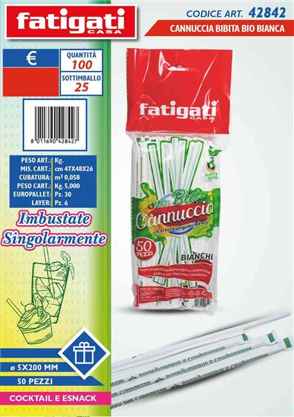 FATIGATI CANNUCCIA BIBITA BIO BIANCO 50P