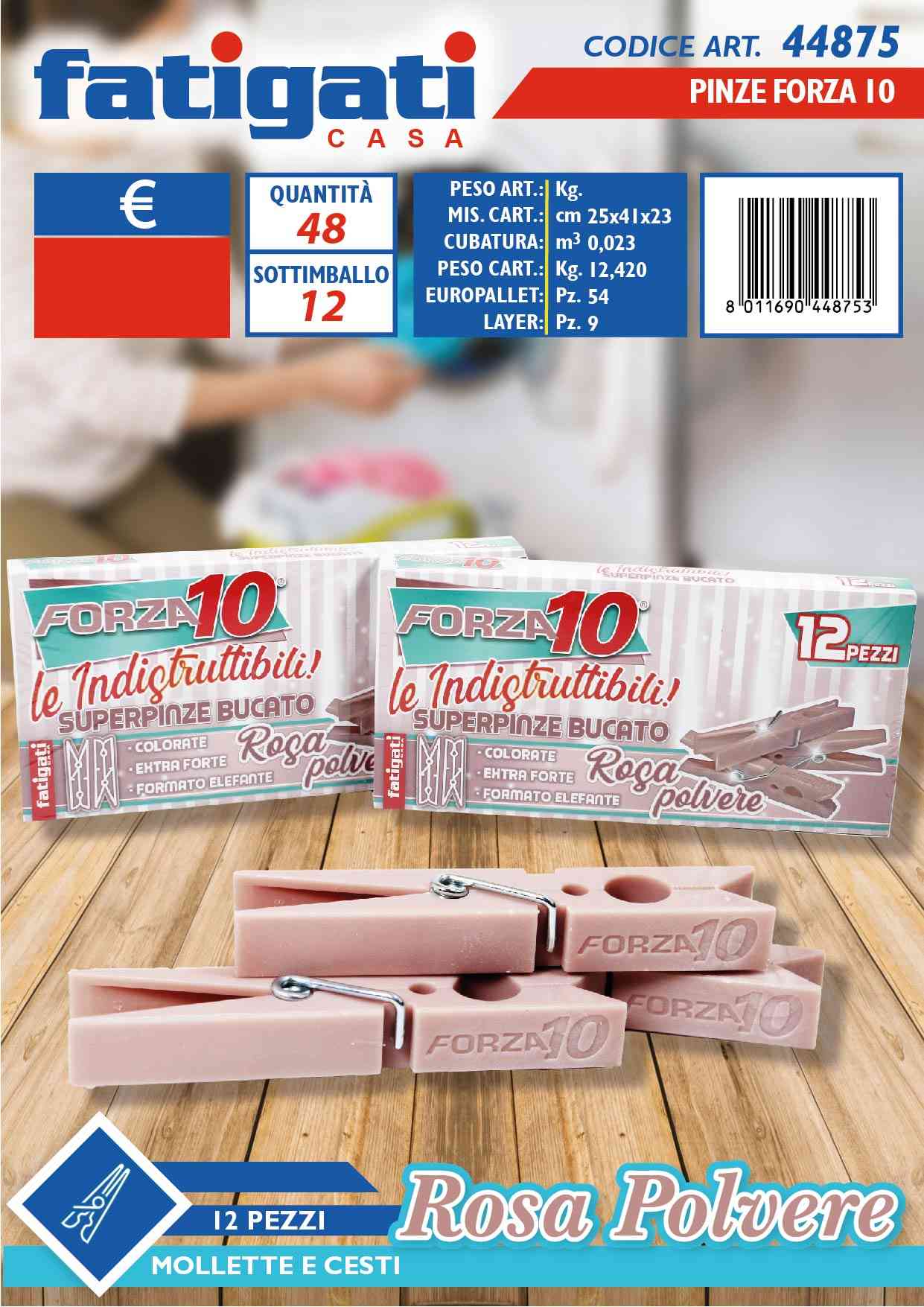FATIGATI PINZE 12PZ FORZA10 ROSA POLVERE