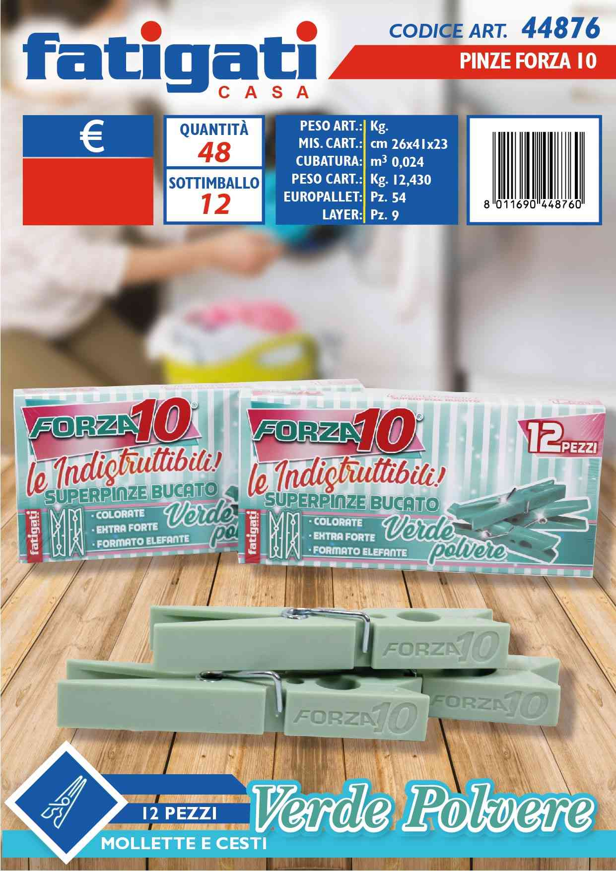 FATIGATI PINZE 12PZ FORZA10 VERDE POLVER