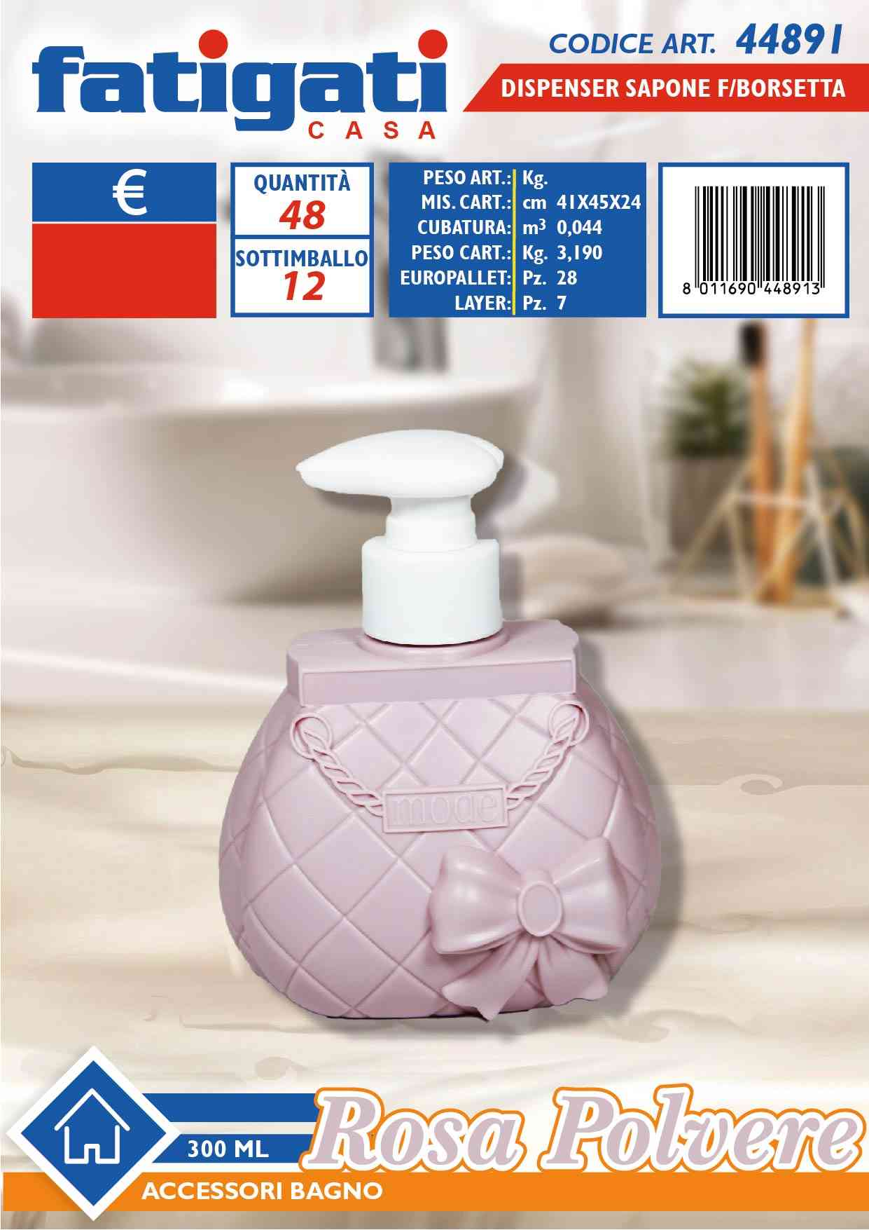 FATIGATI DISPENSER SAPONE ROSA FORMA BORSETTA