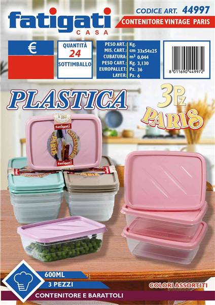 FATIGATI SET 3PZ CONTEN PP VINTAGE 600ML 