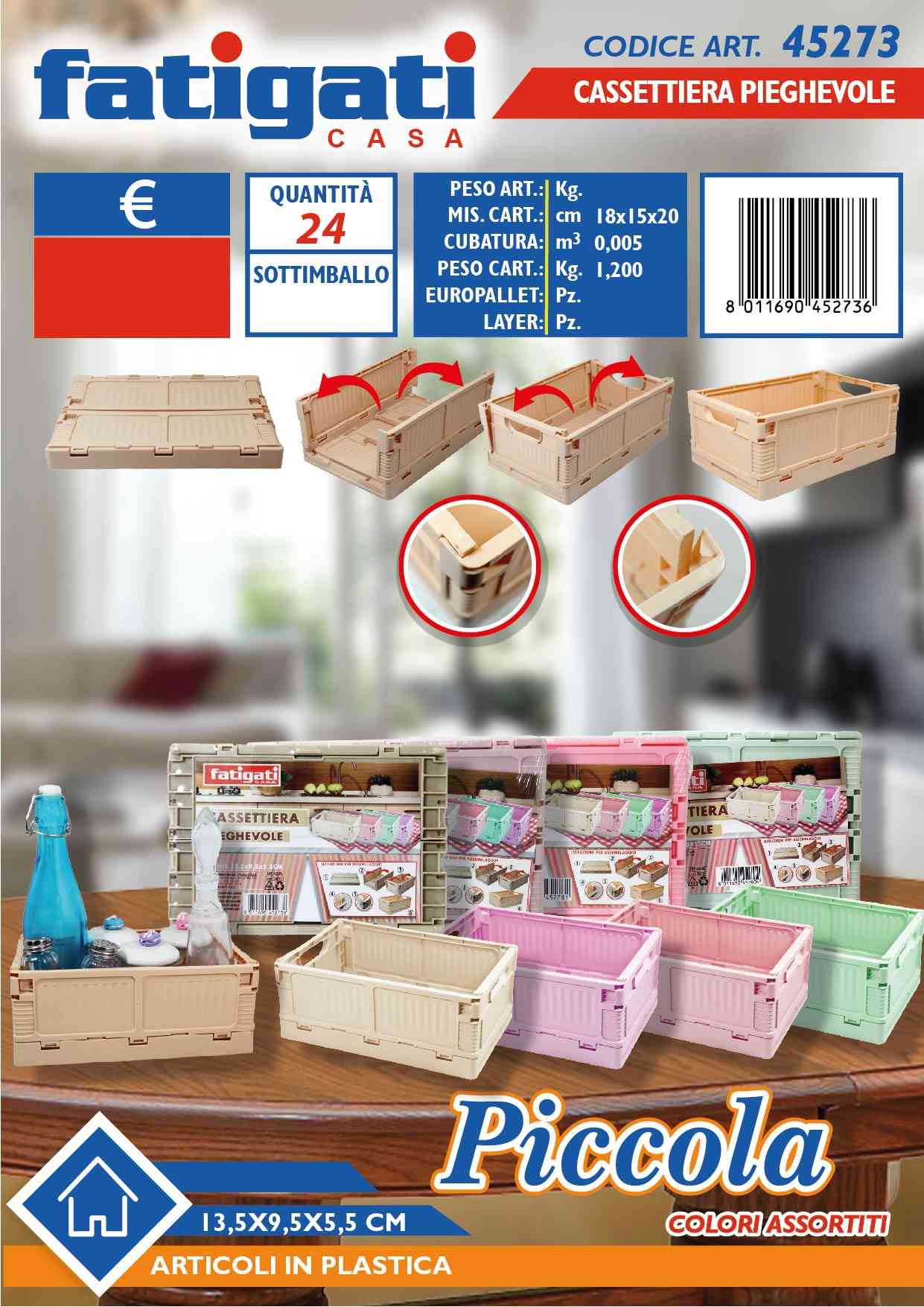 FATIGATI CASSETTIERA PLASTICA PICCOLA PIEGHEVOLE