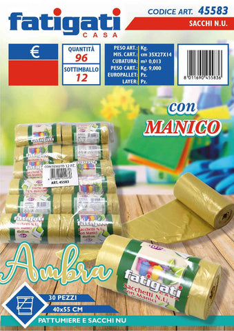 FATIGATI SACCHETTI C/MAN 30PZ 40X55 AMBR - Infinity Home Store