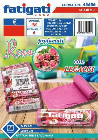 FATIGATI SACCHI C/LACCI 20PZ 50X60 ROSA - Infinity Home Store