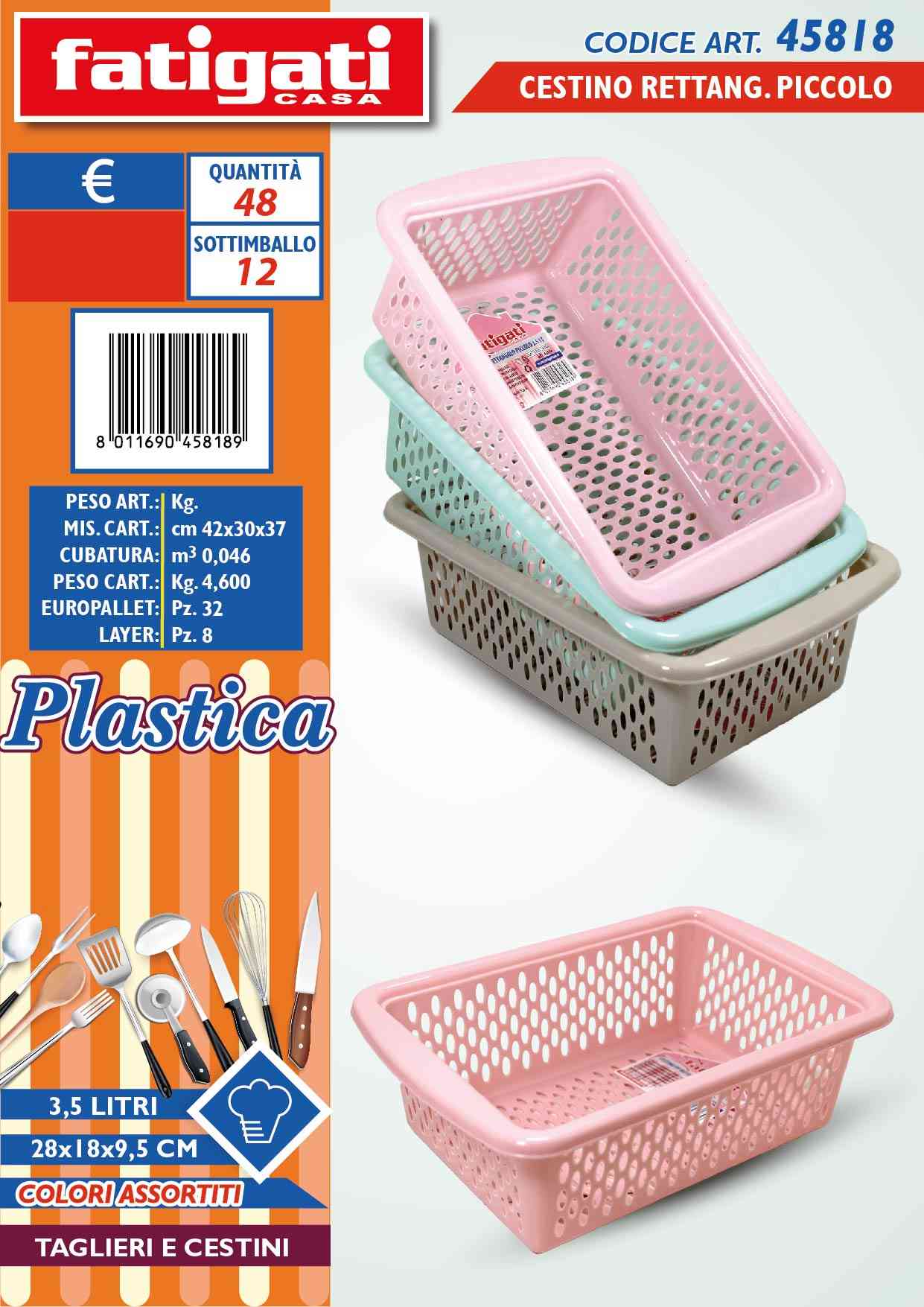 FATIGATI CESTINO RETTANG PICCOLO COL ASS