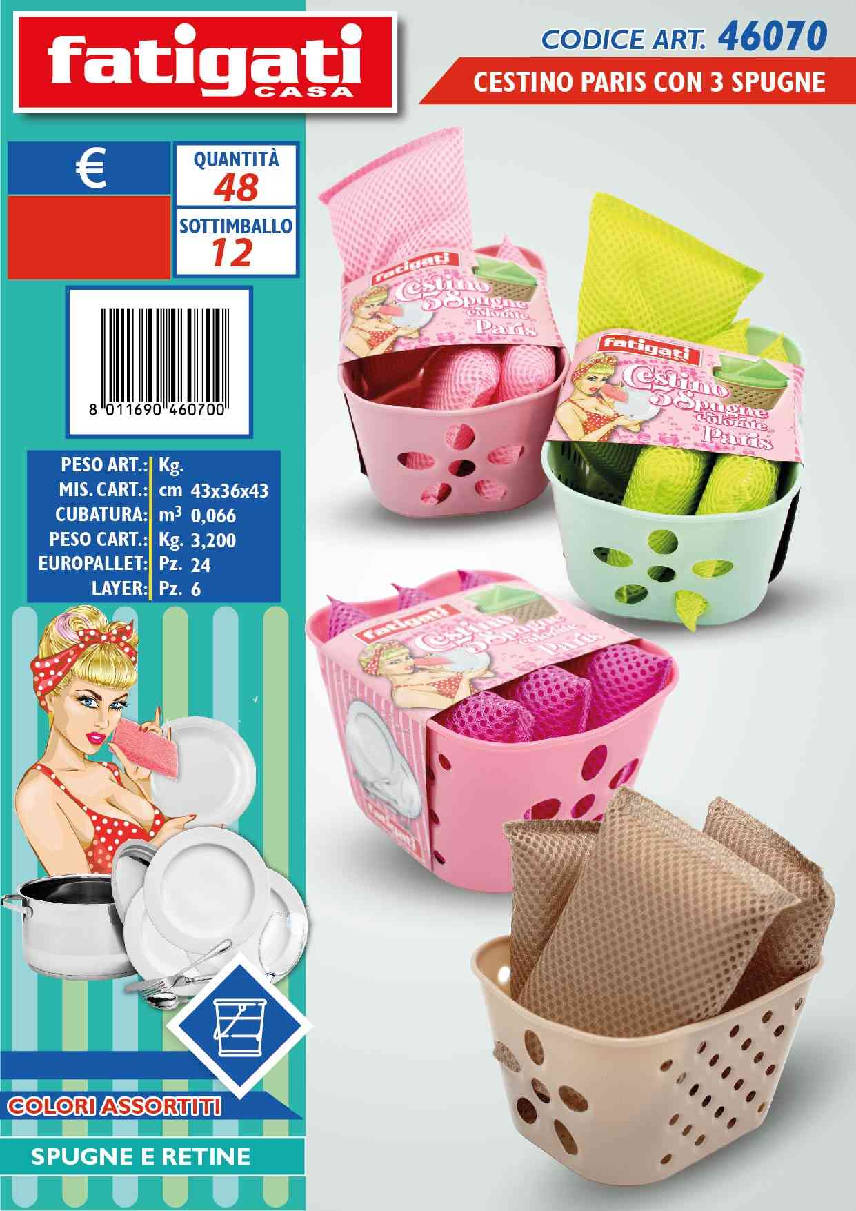 FATIGATI CESTINO CON 3 SPUGNE PARIS
