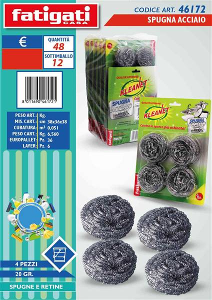 FATIGATI SPUGNA ACCIAIO 4PZ