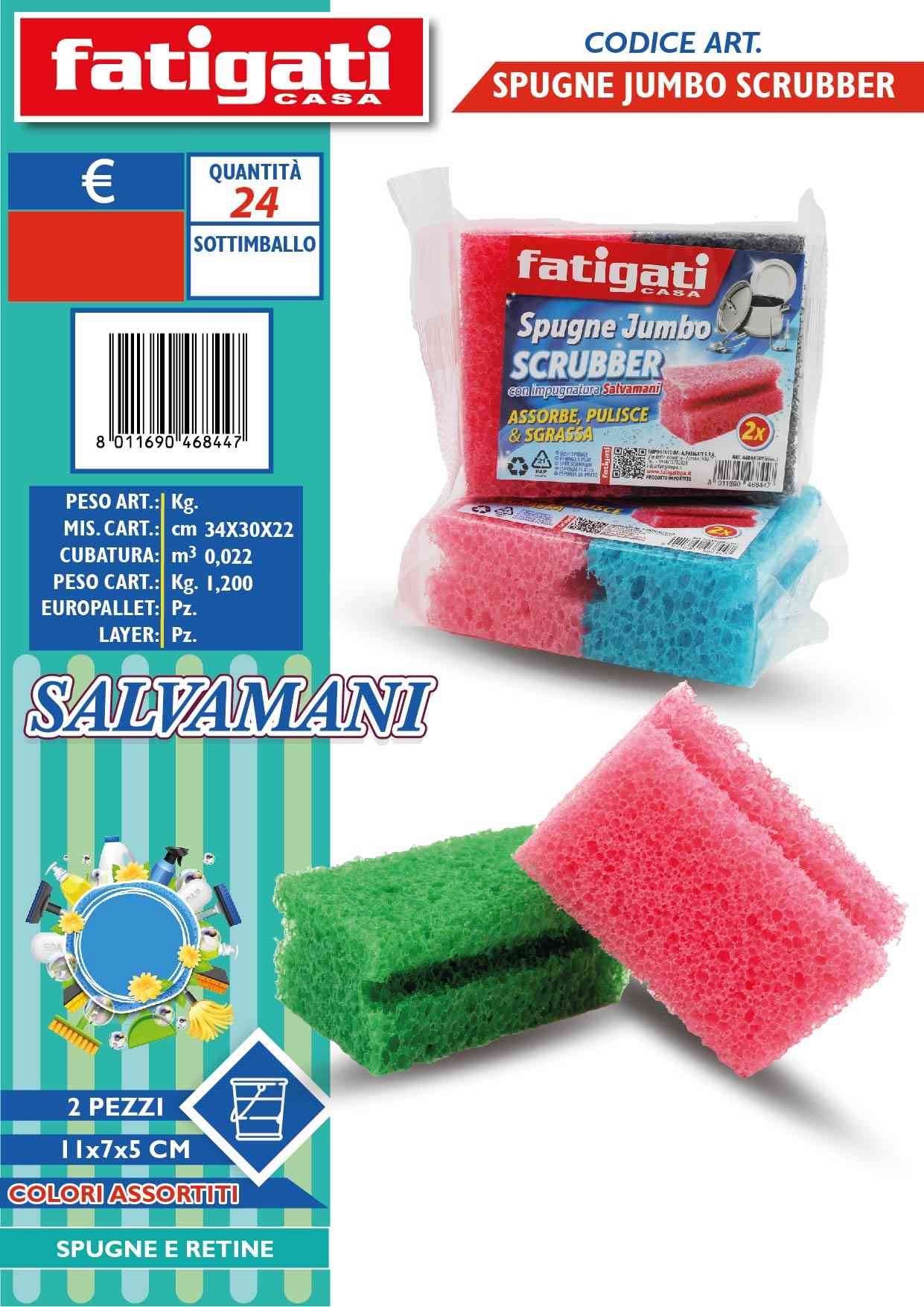 FATIGATI SPUGNE JUMBO SCRUBBER SALVAMANI 2PZ