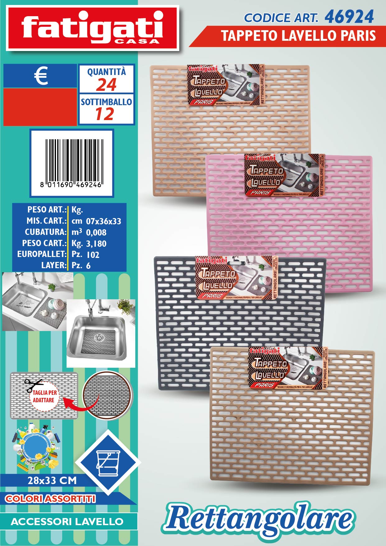 FATIGATI TAPPETO LAVELLO 28X33CM