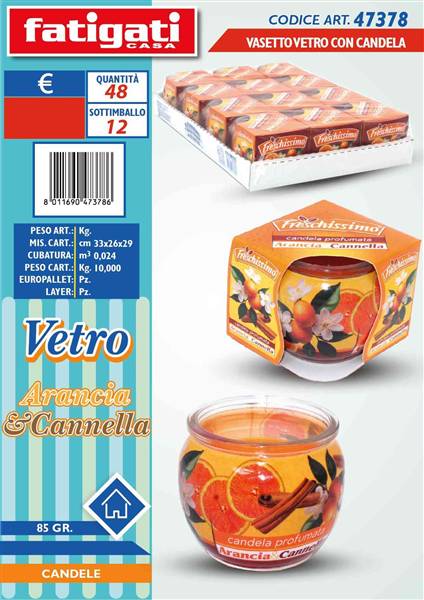 FATIGATI VASETTO VETRO C/CANDELA ARAN&CA 