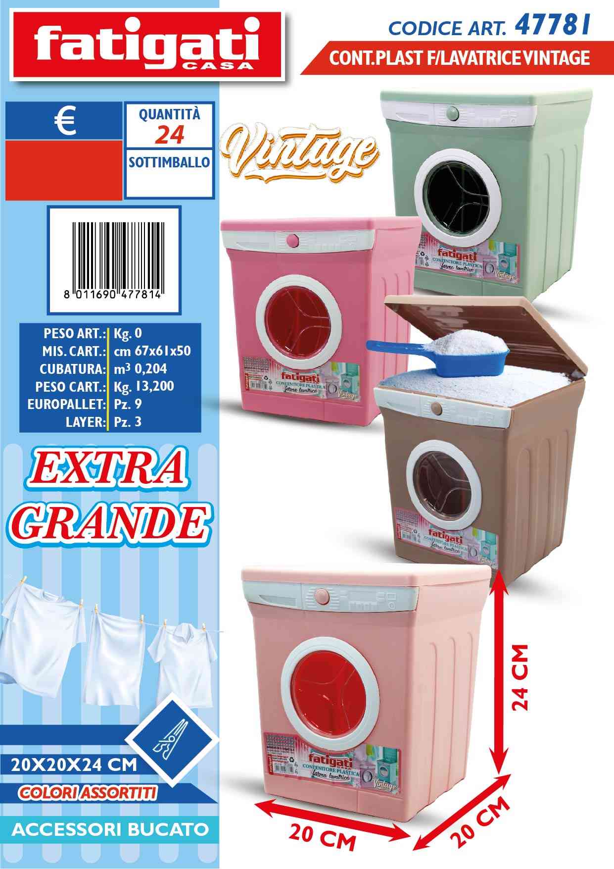 FATIGATI CONTENITORE LAVATRICE PLASTICA VINTAGE 20X2