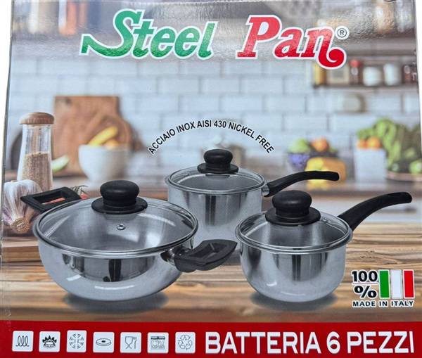 STEEL PAN BATTERIA 6PZ INOX NICKEL FREE 