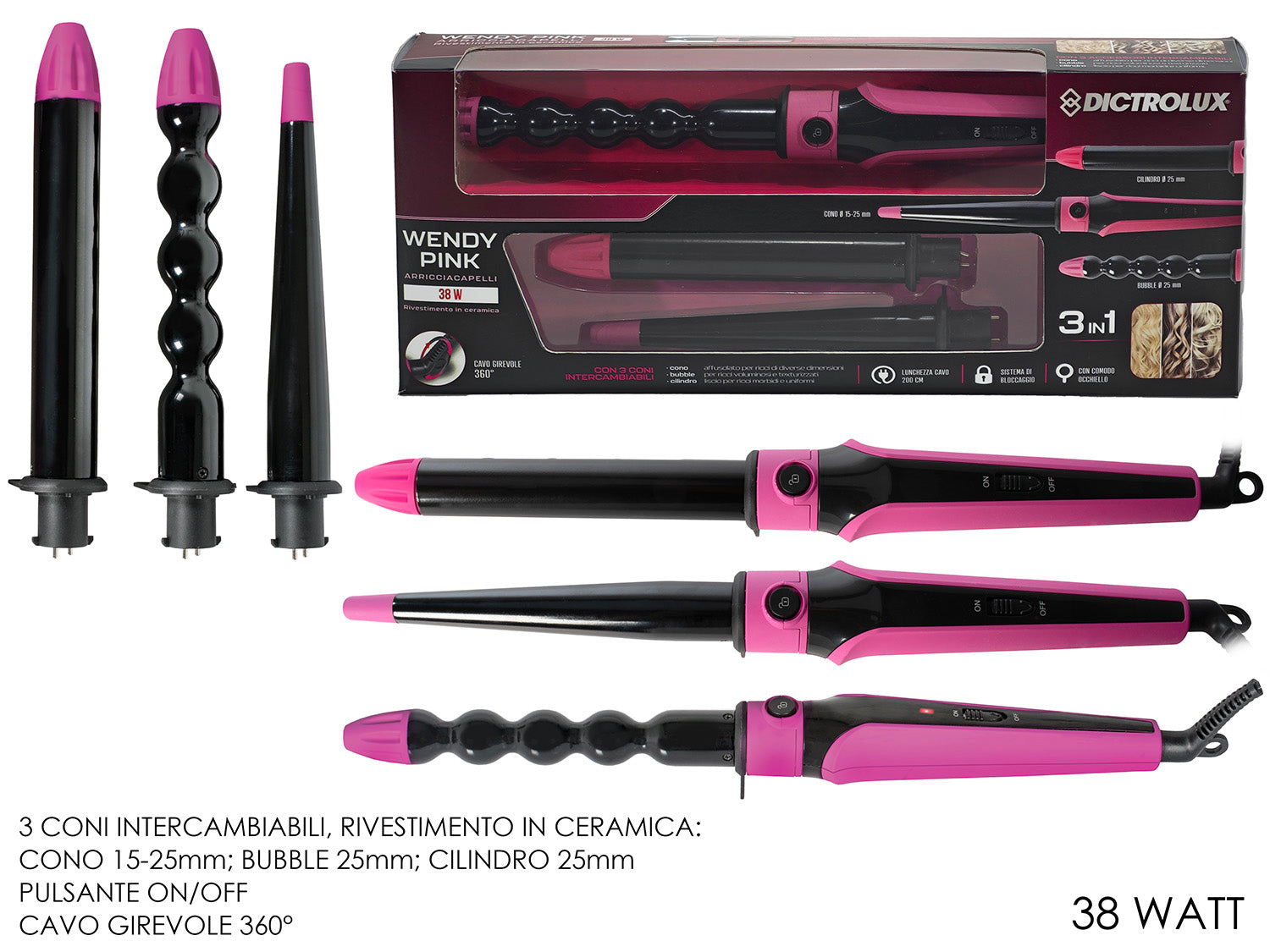 GT ARRICCIACAPELLI CERAMICA 3-STYLE 38W