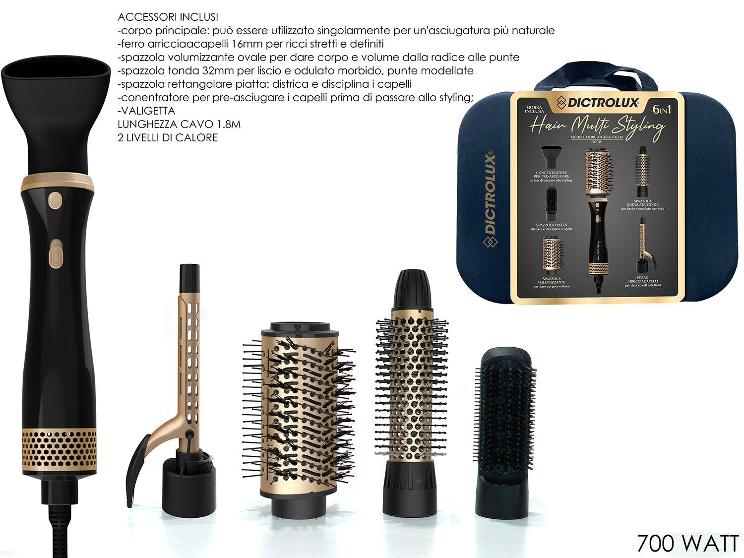 GT MODELLATORE HAIR MULTI STYLING 700 W.