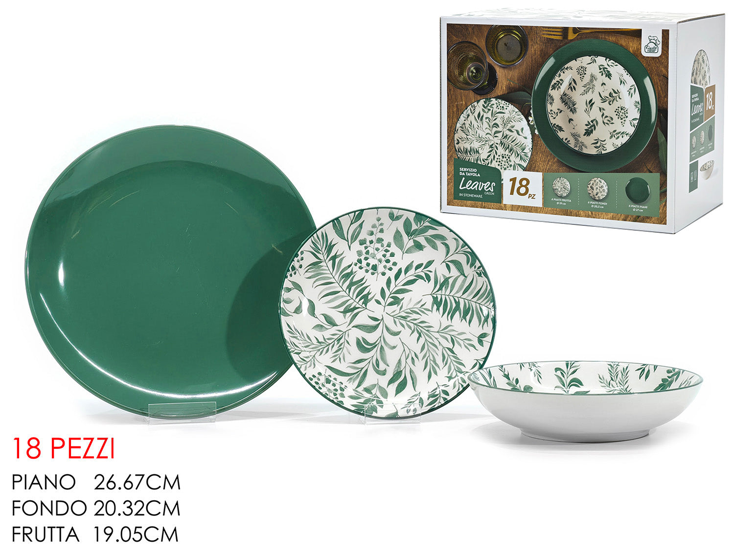 GT SERVIZIO PIATTI LEAVES VERDE 18PZ