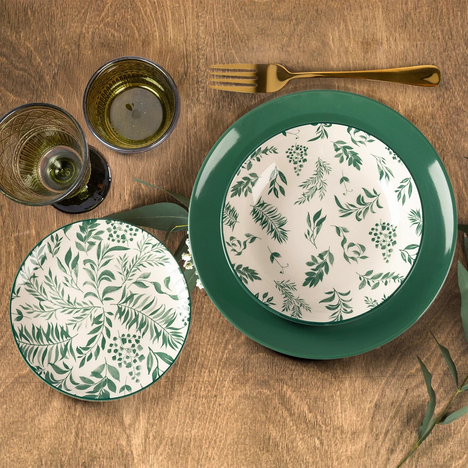 GT SERVIZIO PIATTI LEAVES VERDE 18PZ