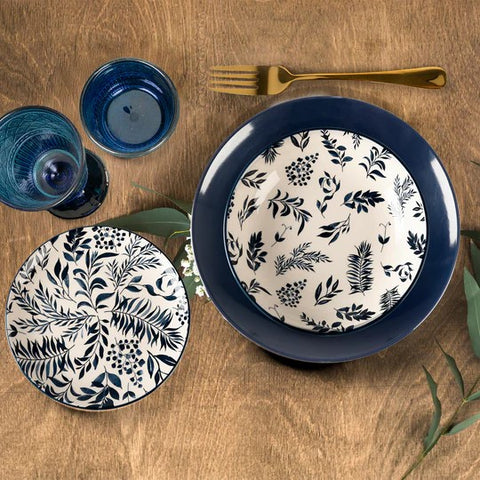 GT SERVIZIO PIATTI LEAVES BLU 18PZ - Infinity Home Store
