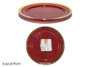 GT PIATTI 6PZ DM.19CM ROSSO C/BORDO 