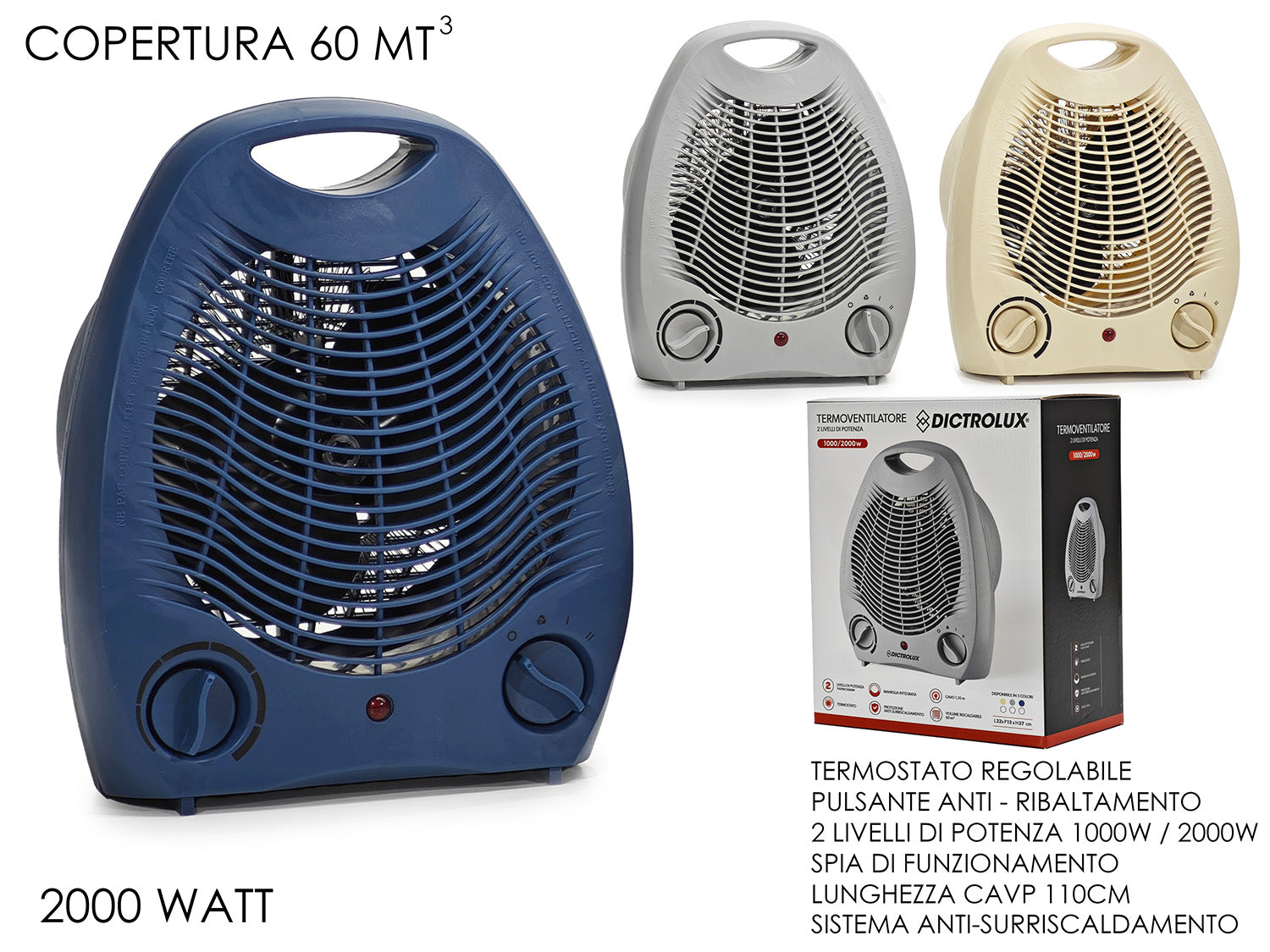 GT TERMOVENTILATORE 2000W 3ASS DICTROLUX SCALDABAGNO