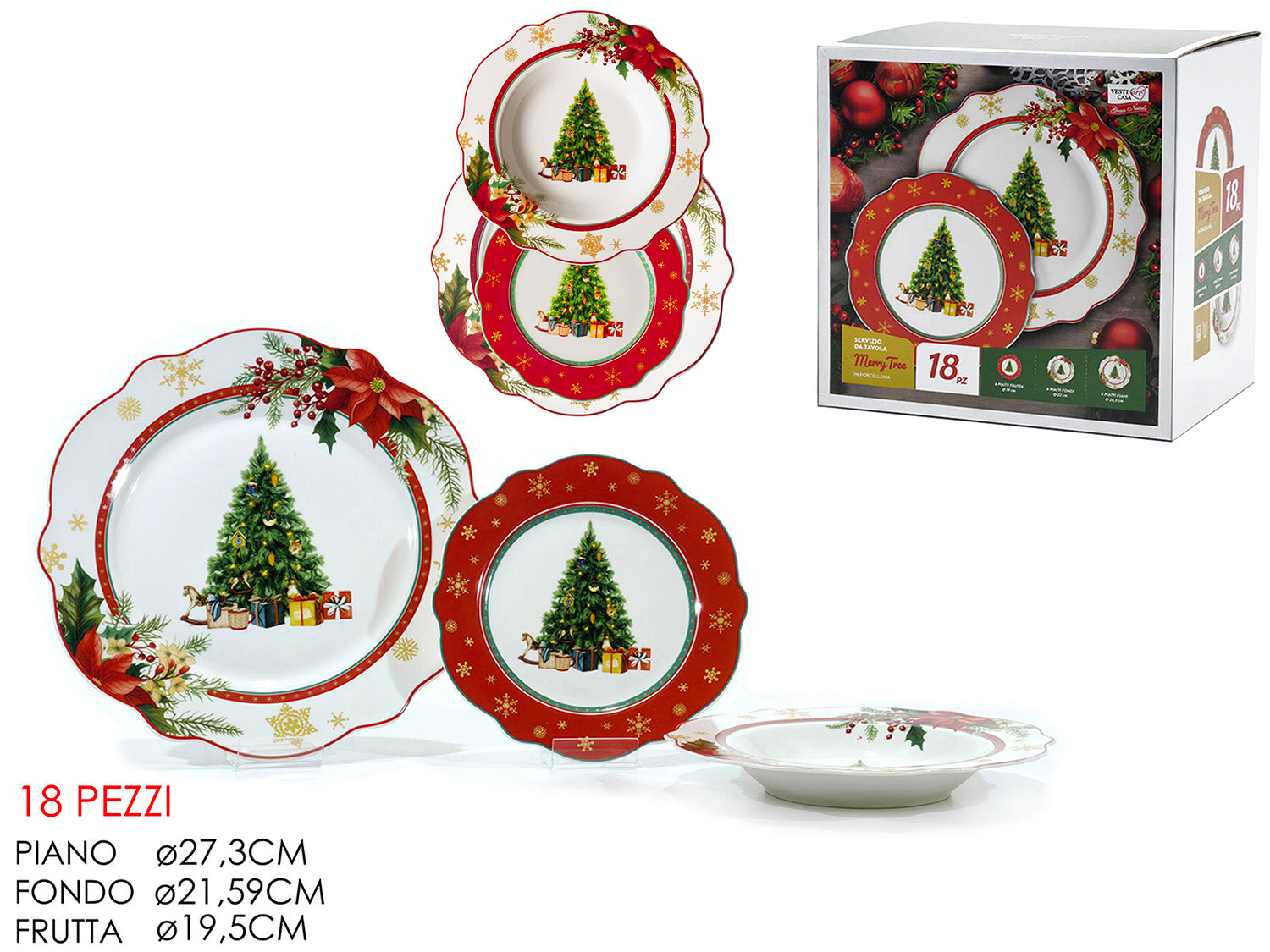 GT SERVIZIO PIATTI 18PZ NATALE MERRY TREE