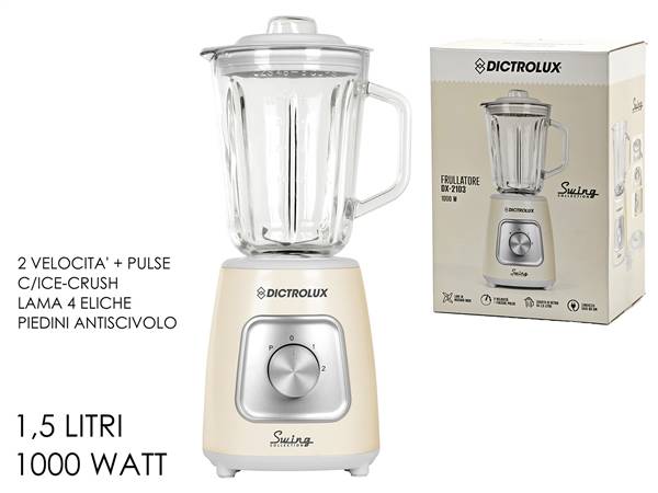 GT FRULLATORE VETRO 1,5LT 1000W CREMA 