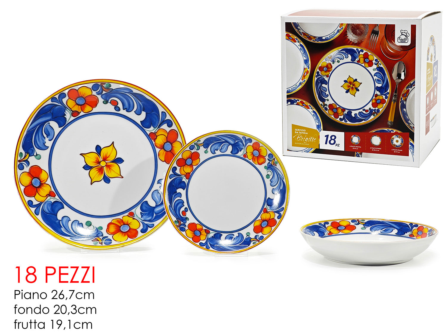 GT SERVIZIO PIATTI 18PZ BRIGITTE IN PORCELLANA