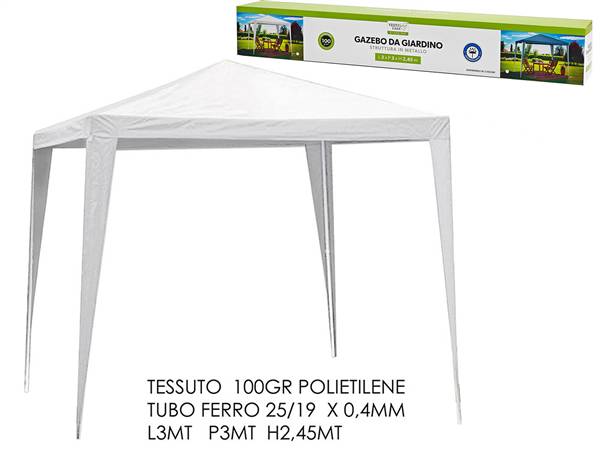 GT GAZEBO 3X3MT BIANCO POLIETILENE 